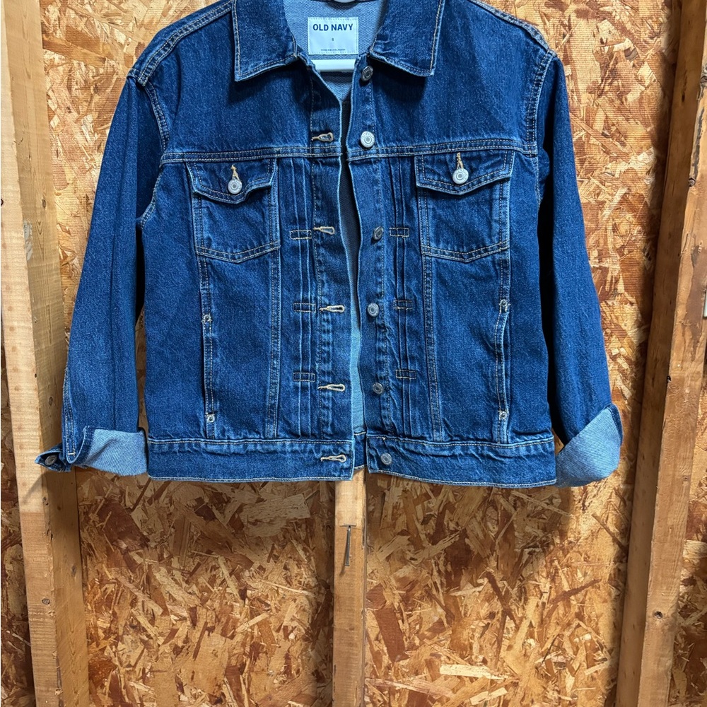 Old Navy Dark Blue Classic Trucker Style Jean Jacket - Picture 3 of 6